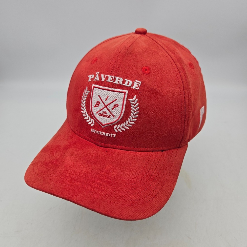 Paverde Strapback Hat Baseball Cap Red Microfiber Embroidered Logo Streetwear